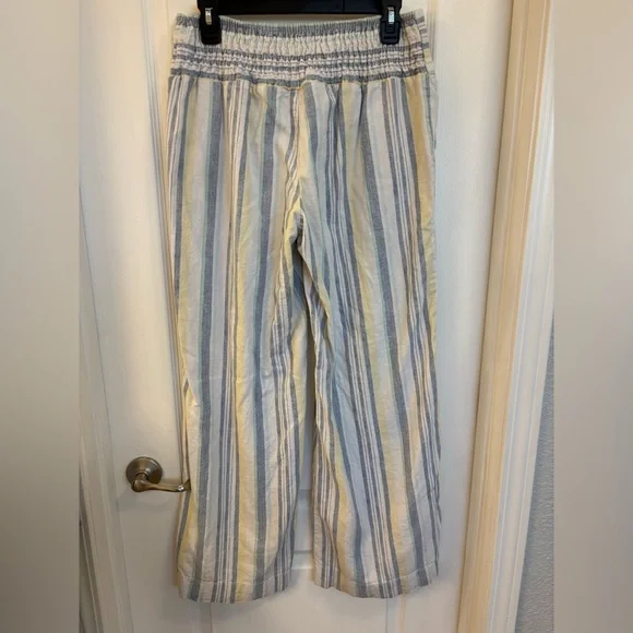 Ladies Striped Nautical Wide-Leg Pants in Blue, Yellow & Cream Size Medium - Picture 6 of 9